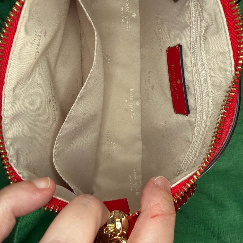 EUC - LIKE NEW - Kate Spade Red Convertible Bag with Gold Chain Detail - Picture 10 of 16
